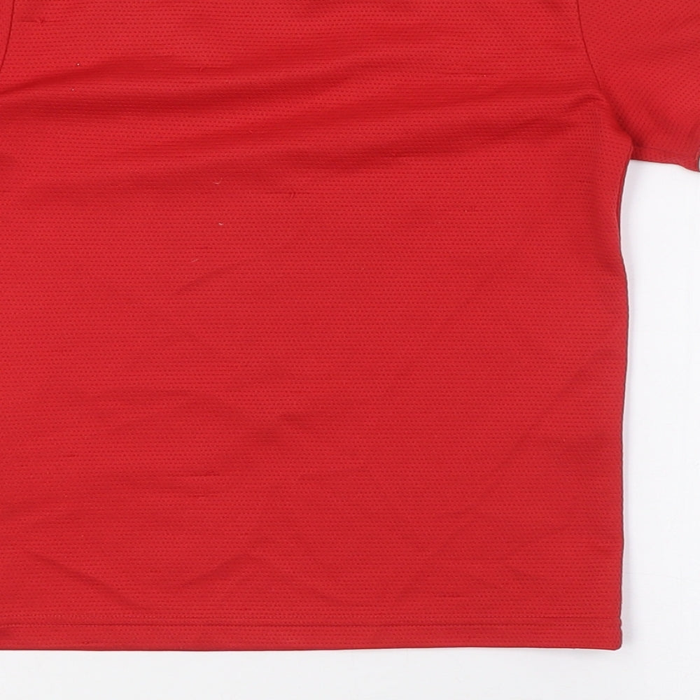 adidas Boys Red Polyester Basic T-Shirt Size 7-8 Years Crew Neck - Manchester United