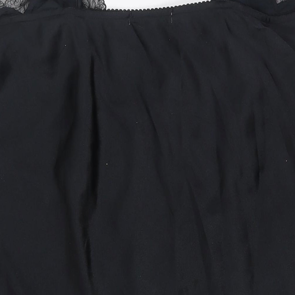 Joanna Hope Womens Black Solid Polyester Cami Dress Size 24 - Floral Embellished