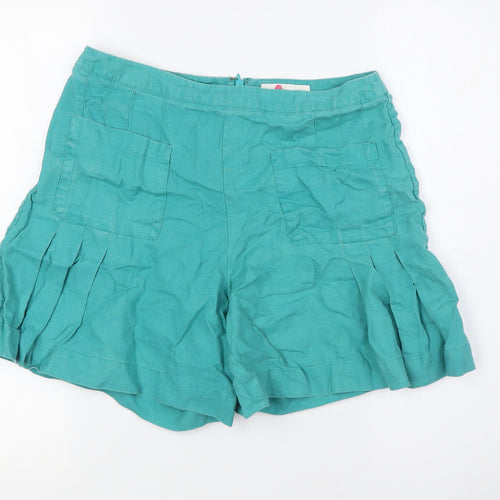 Boden Womens Green Linen Basic Shorts Size 8 L5.5 in Regular Zip - Pleated