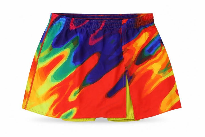 Front view of Bella Goes Biking women’s multicoloured polyester a-line skort, size L, regular - biking shorts