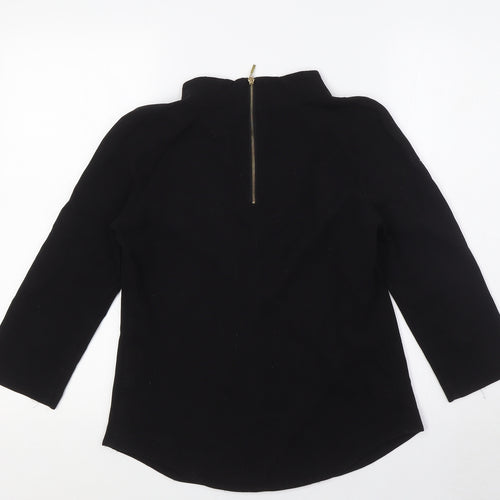Zara Womens Black Polyester Basic Blouse Size S Mock Neck
