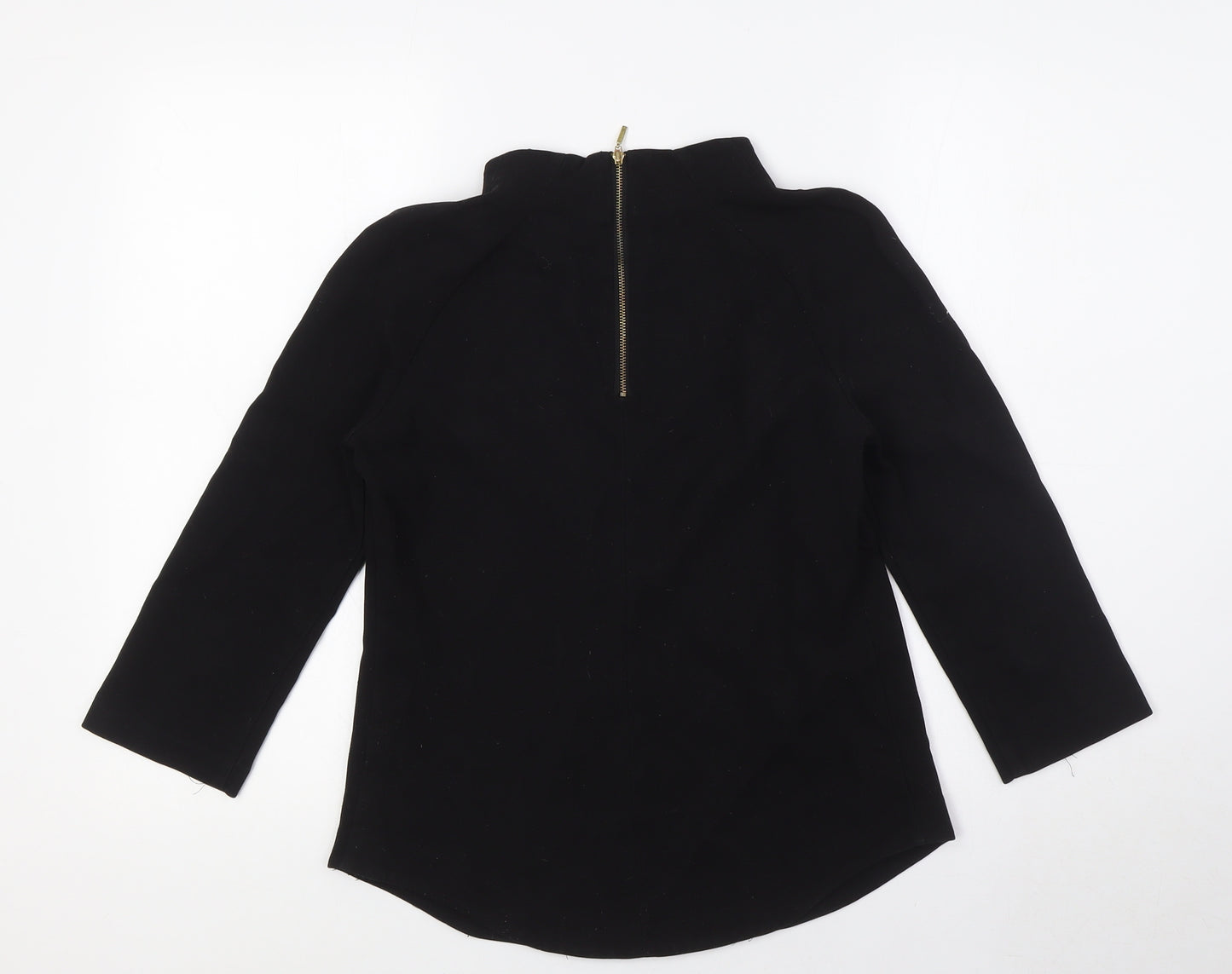 Zara Womens Black Polyester Basic Blouse Size S Mock Neck