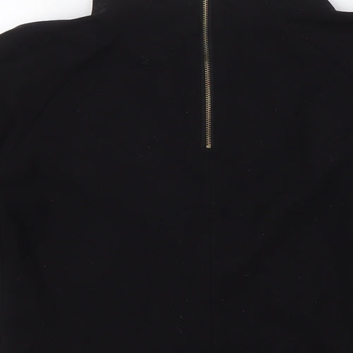 Zara Womens Black Polyester Basic Blouse Size S Mock Neck