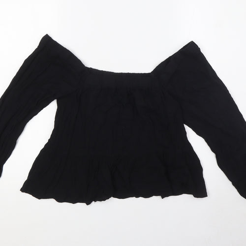 ASOS Womens Black Viscose Basic Blouse Size 8 Square Neck - Peplum