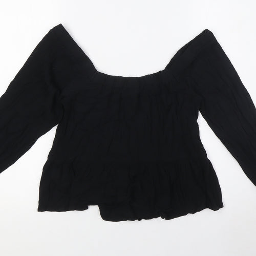 ASOS Womens Black Viscose Basic Blouse Size 8 Square Neck - Peplum