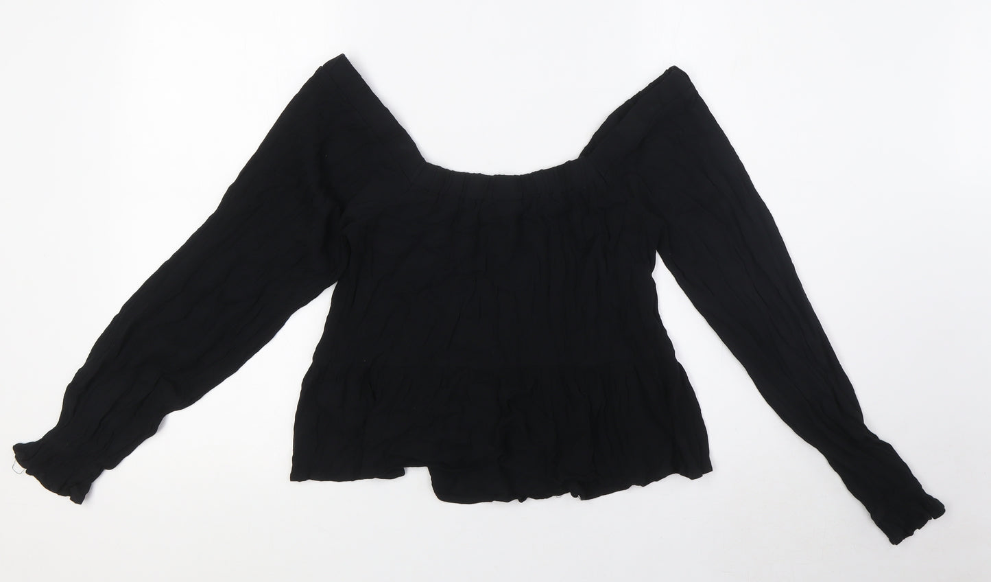 ASOS Womens Black Viscose Basic Blouse Size 8 Square Neck - Peplum