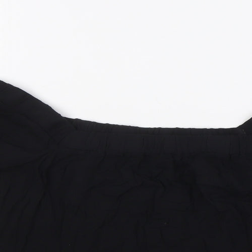 ASOS Womens Black Viscose Basic Blouse Size 8 Square Neck - Peplum
