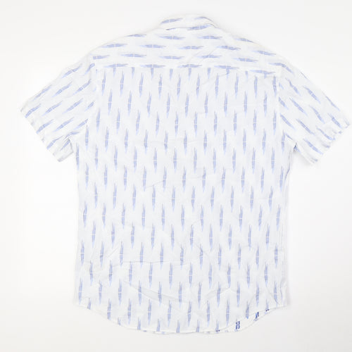 Marks and Spencer Mens White Cotton Button-Up Size L Collared Button