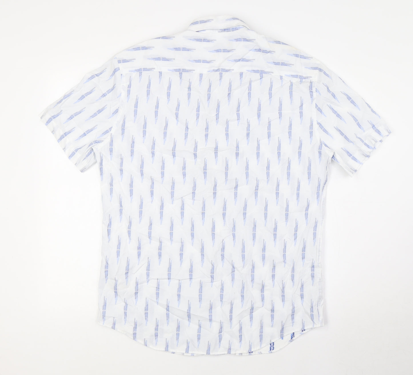 Marks and Spencer Mens White Cotton Button-Up Size L Collared Button