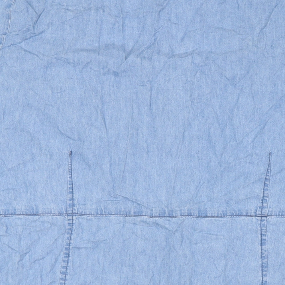 ASOS Womens Blue Cotton A-Line Size 24 Scoop Neck Button