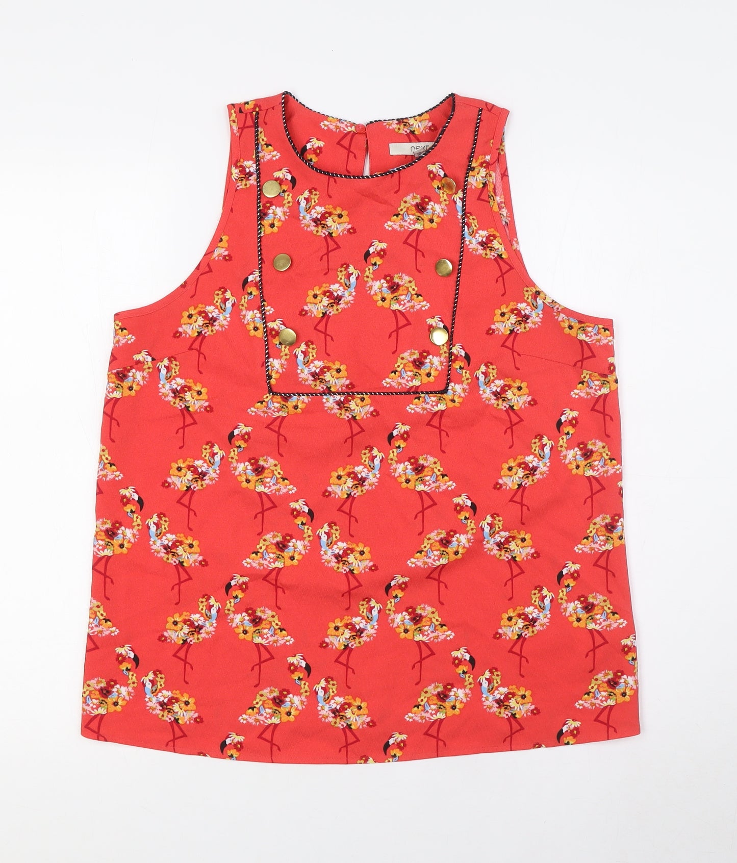 NEXT Womens Multicoloured Floral Polyester Camisole Tank Size 12 Round Neck - Flamingos