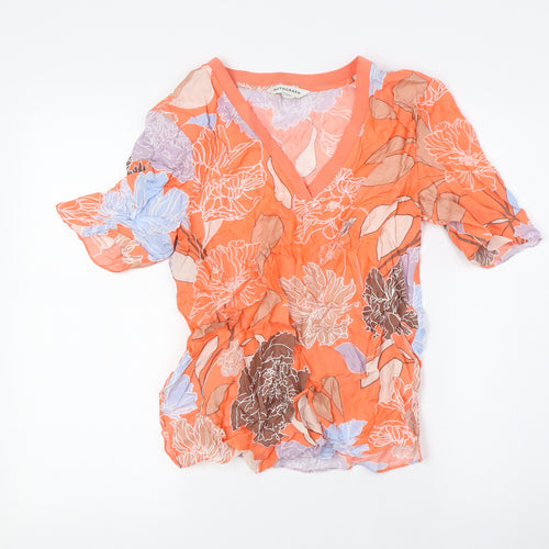 Autograph Womens Multicoloured Floral Cupro Basic T-Shirt Size 6 V-Neck