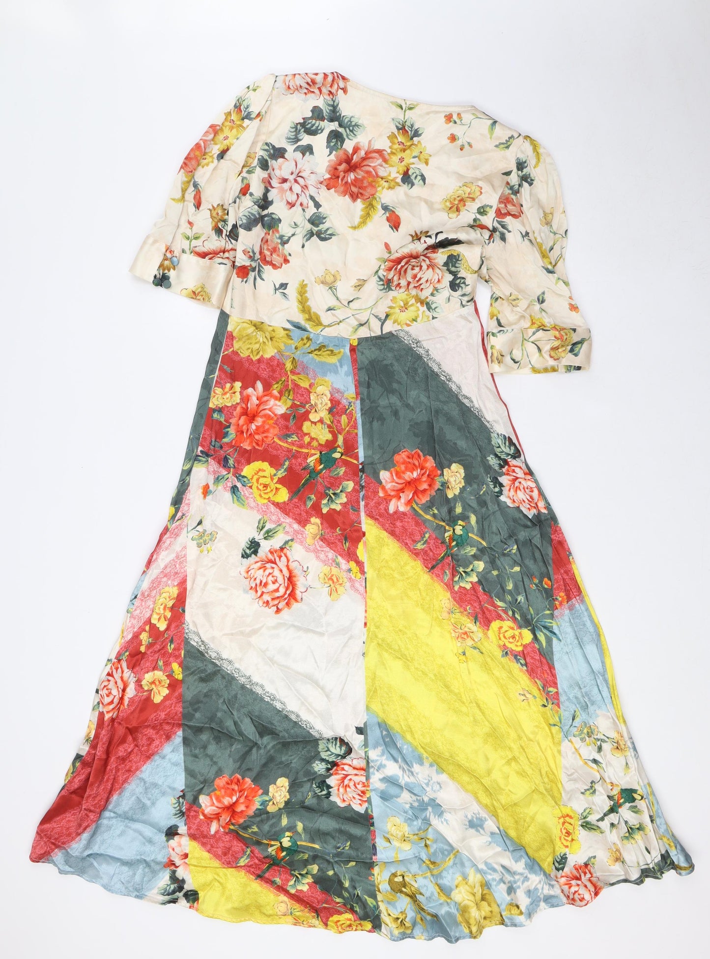 Monsoon Womens Multicoloured Floral Viscose A-Line Size 10 V-Neck Zip