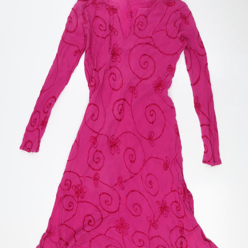 Nomads Womens Pink Cotton A-Line Size S V-Neck - Size S-M