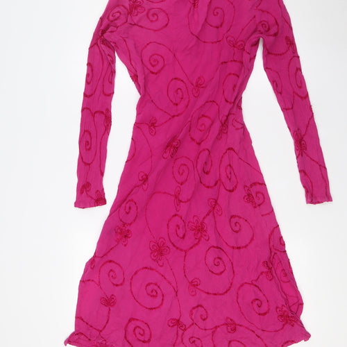 Nomads Womens Pink Cotton A-Line Size S V-Neck - Size S-M