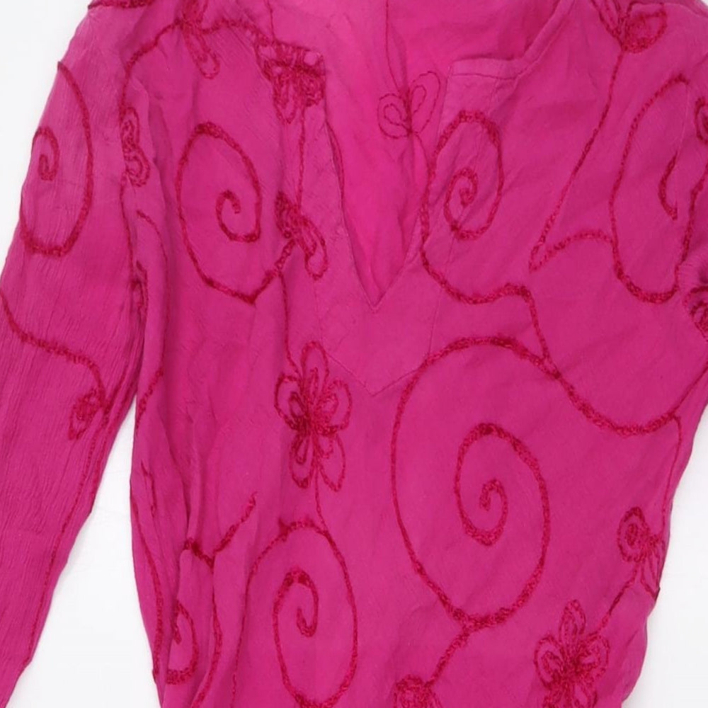 Nomads Womens Pink Cotton A-Line Size S V-Neck - Size S-M
