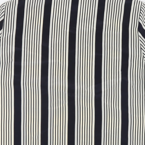 St Michael Womens Blue Striped Polyester Basic T-Shirt Size 10 Crew Neck