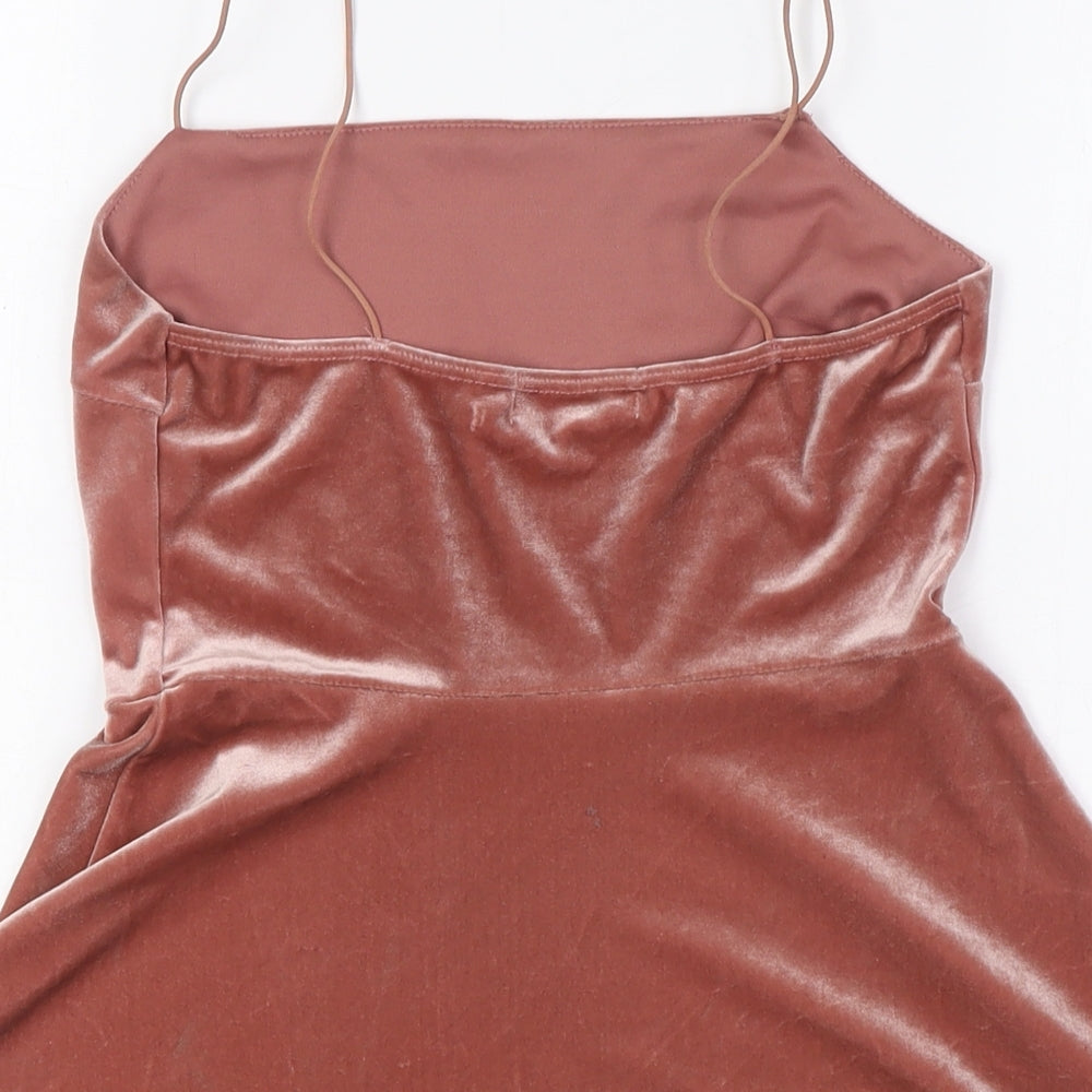 Urban Outfitters Womens Pink Polyester A-Line Size S Square Neck