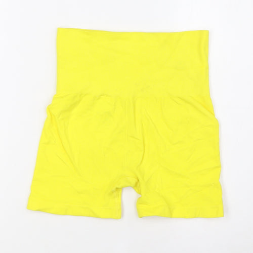 H&M Womens Yellow Polyester Compression Shorts Size S L4 in Slim - High Waist