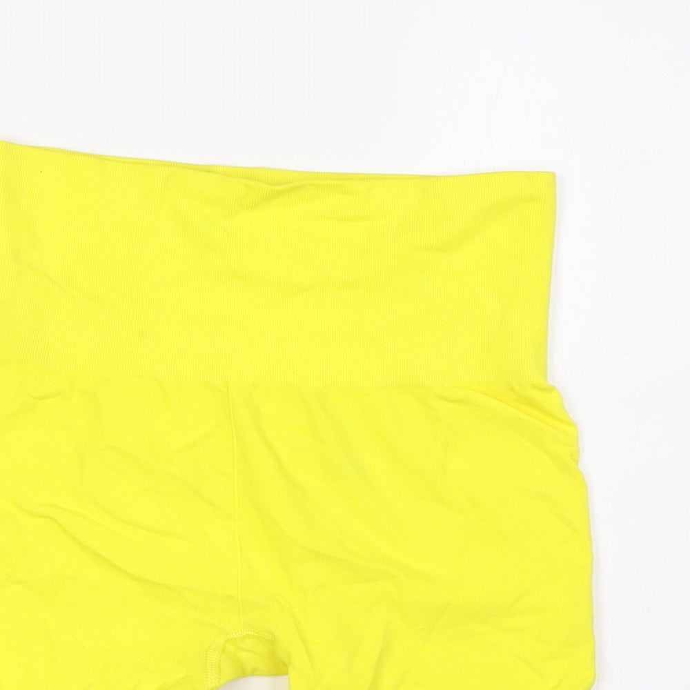 H&M Womens Yellow Polyester Compression Shorts Size S L4 in Slim - High Waist