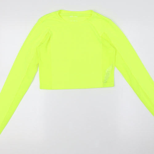 ASOS Womens Yellow Polyester Basic T-Shirt Size 8 Round Neck - Fluorescent