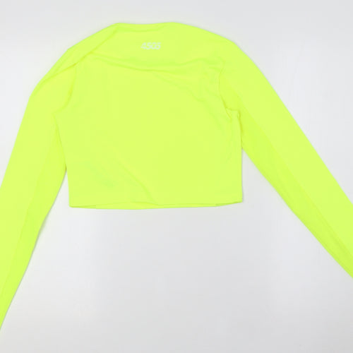 ASOS Womens Yellow Polyester Basic T-Shirt Size 8 Round Neck - Fluorescent