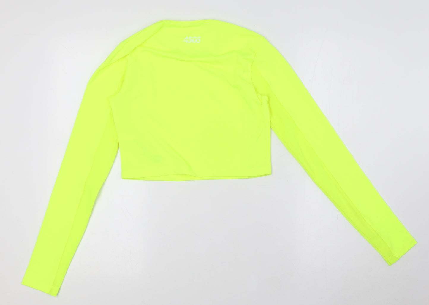 ASOS Womens Yellow Polyester Basic T-Shirt Size 8 Round Neck - Fluorescent