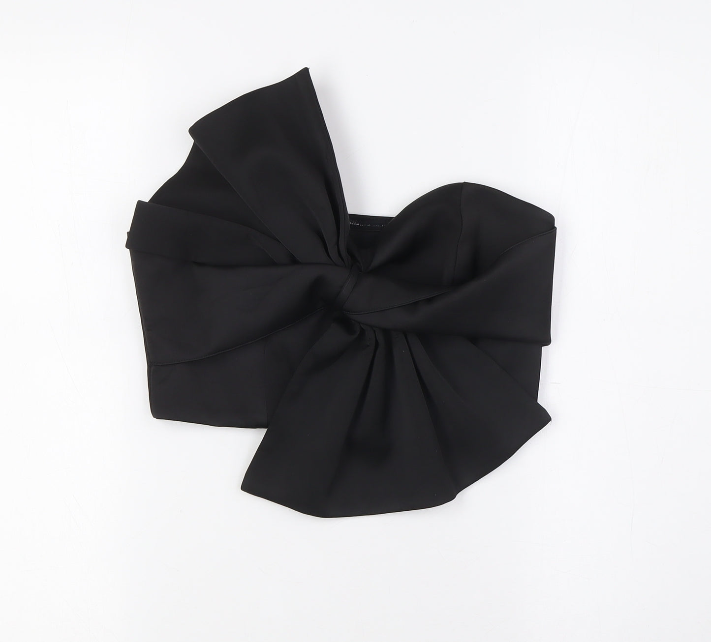 River Island Womens Black Polyester Cropped Blouse Size 10 Off the Shoulder - Bow Detail