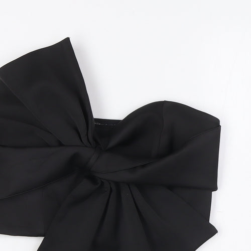 River Island Womens Black Polyester Cropped Blouse Size 10 Off the Shoulder - Bow Detail
