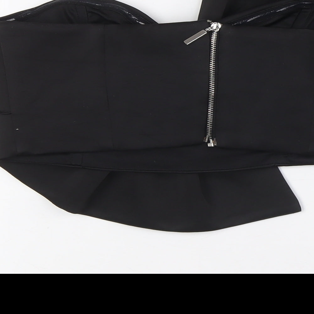 River Island Womens Black Polyester Cropped Blouse Size 10 Off the Shoulder - Bow Detail