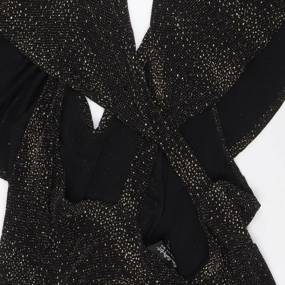 Miss Selfridge Womens Black Nylon Playsuit One-Piece Size 16 - Gold Fleck