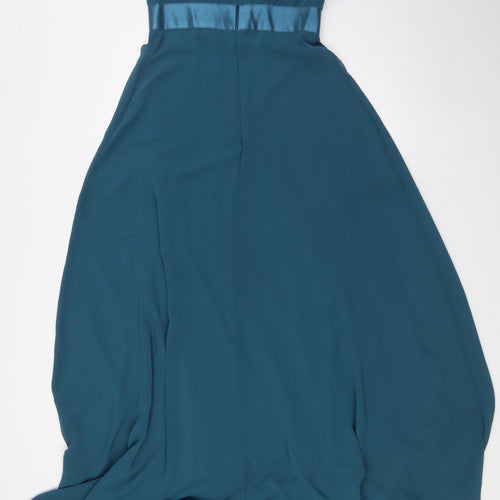 Ever-Pretty Womens Green Polyester Ball Gown Size 8 V-Neck Zip