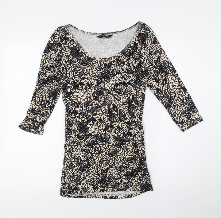 Dorothy Perkins Womens Beige Cotton Basic T-Shirt Size 10 Round Neck