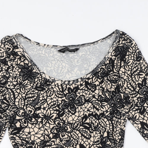 Dorothy Perkins Womens Beige Cotton Basic T-Shirt Size 10 Round Neck
