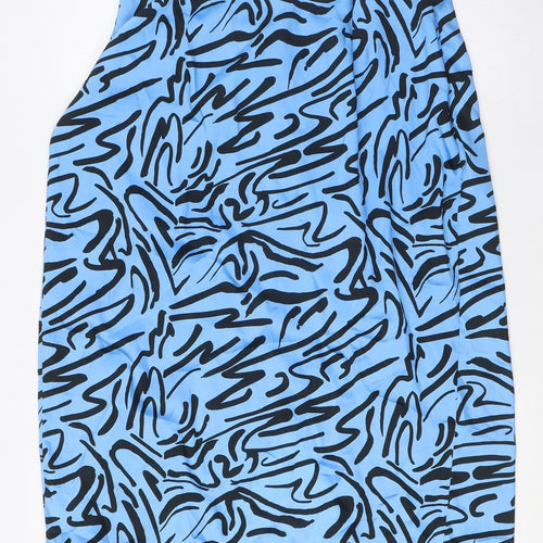 River Island Womens Blue Polyester Wrap Skirt Size 14 Zip