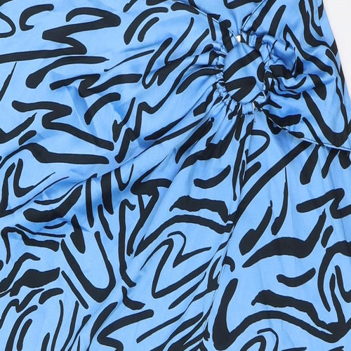 River Island Womens Blue Polyester Wrap Skirt Size 14 Zip