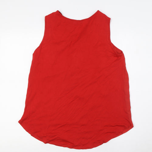 Classic Womens Red Polyester Camisole T-Shirt Size 10 V-Neck - Zip Neck