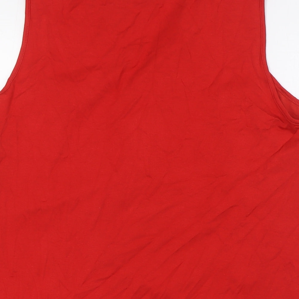 Classic Womens Red Polyester Camisole T-Shirt Size 10 V-Neck - Zip Neck