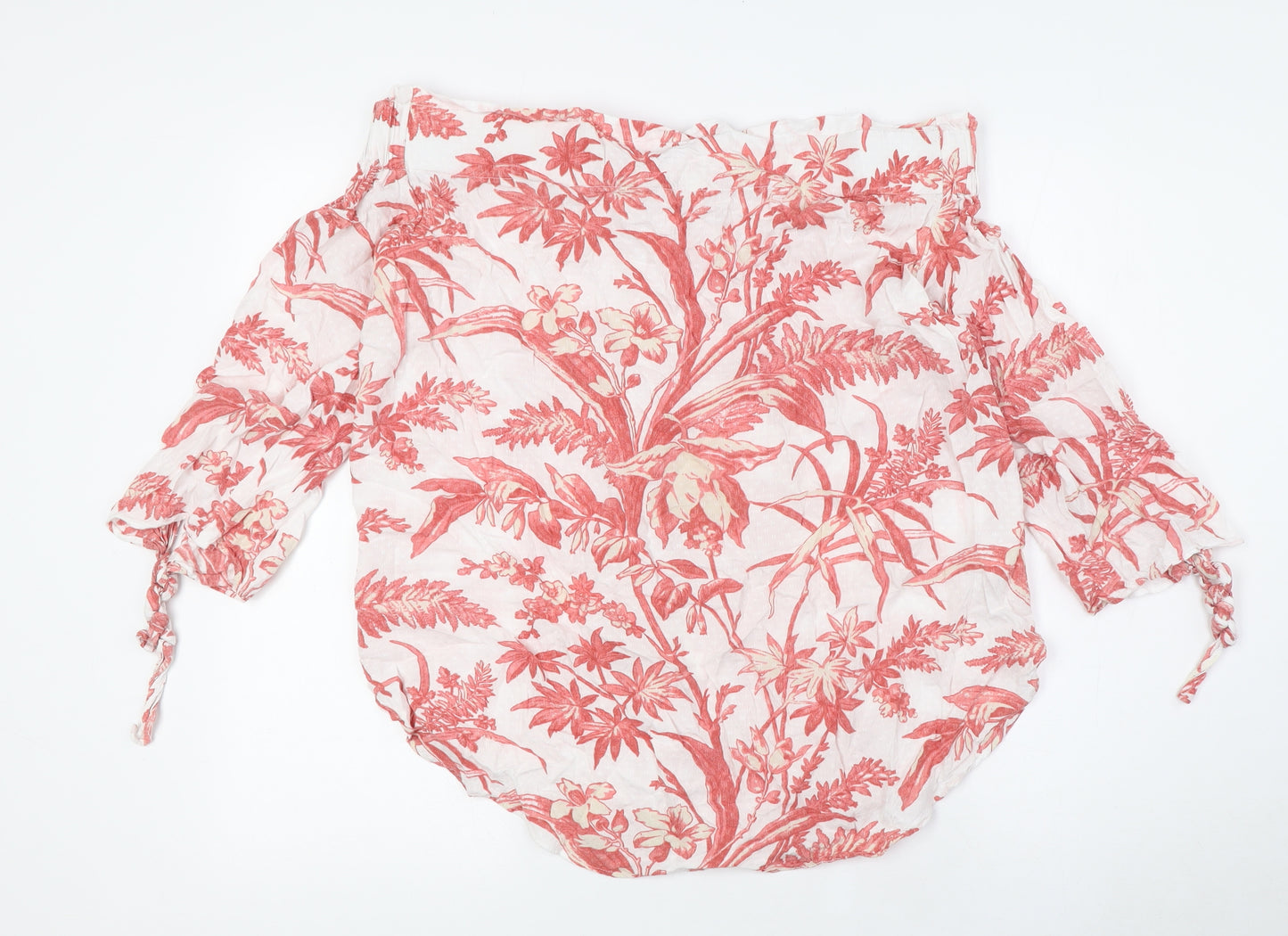 H&M Womens White Viscose Basic Blouse Size 8 Off the Shoulder