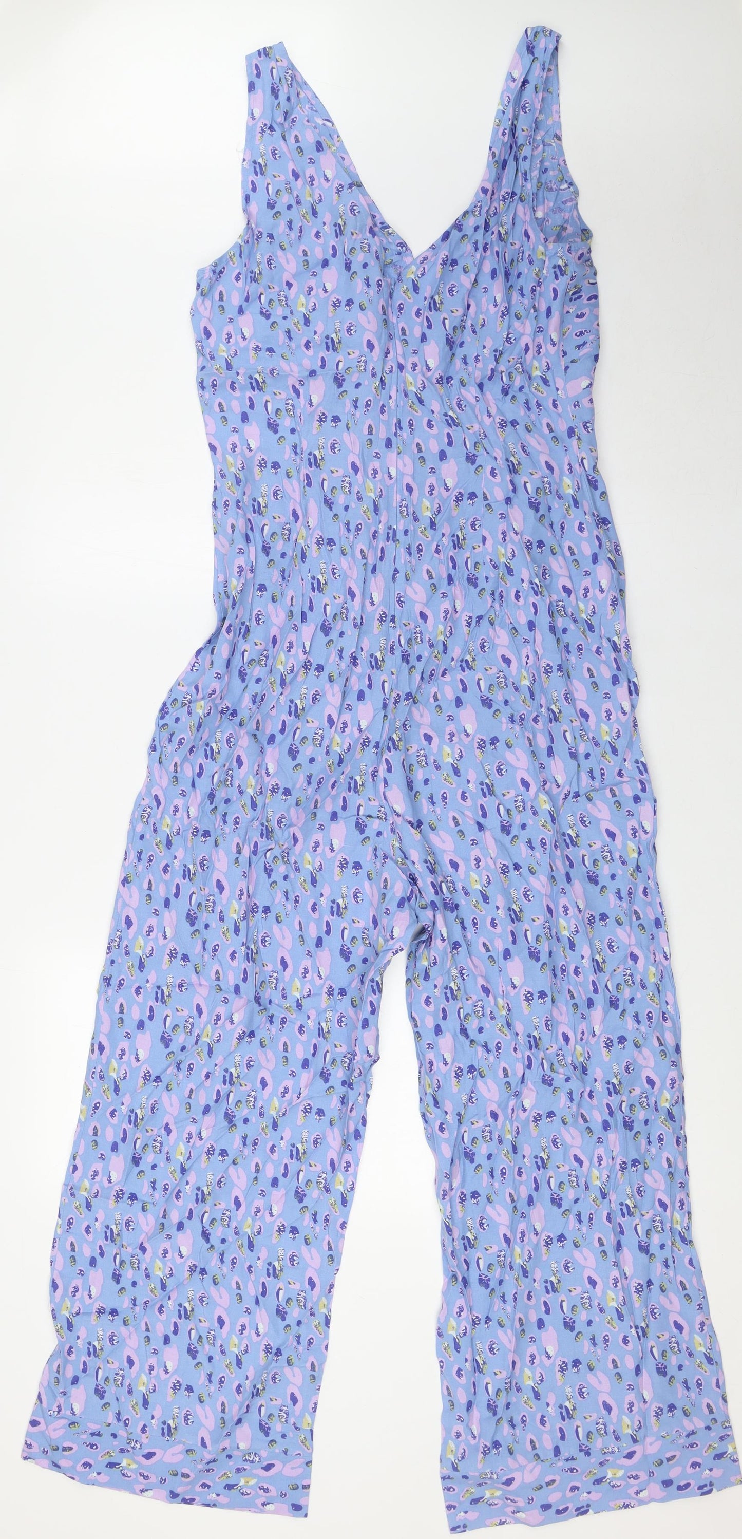 Y.A.S Womens Blue Viscose Jumpsuit One-Piece Size 12 L27 in