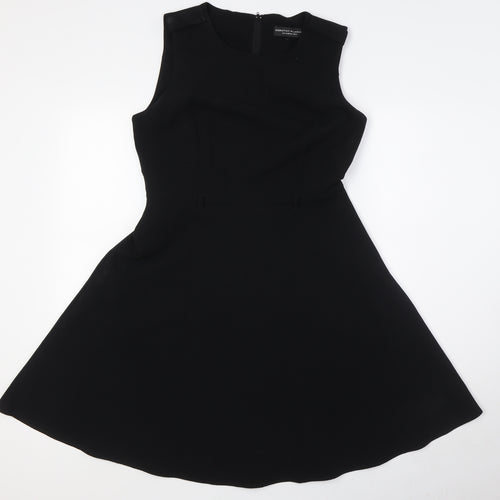 Dorothy Perkins Womens Black Polyester A-Line Size 12 Round Neck Zip