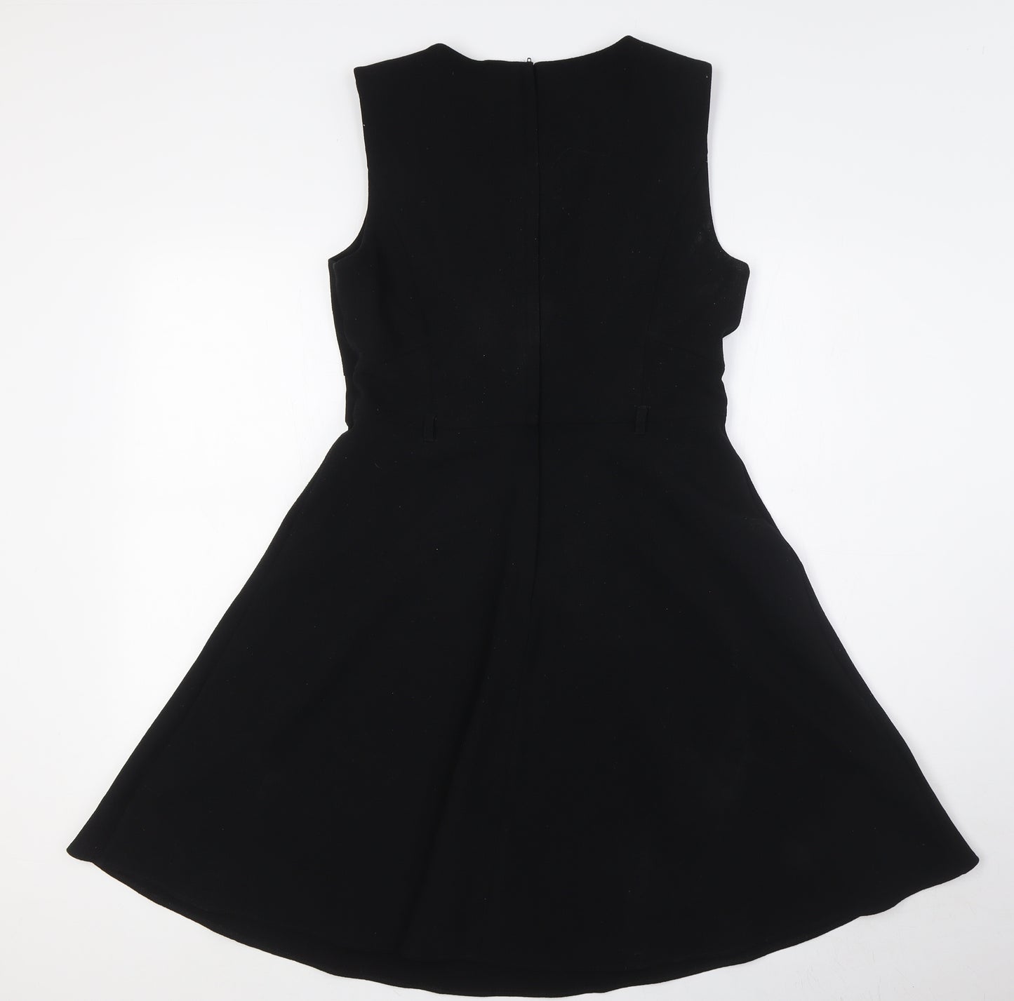 Dorothy Perkins Womens Black Polyester A-Line Size 12 Round Neck Zip