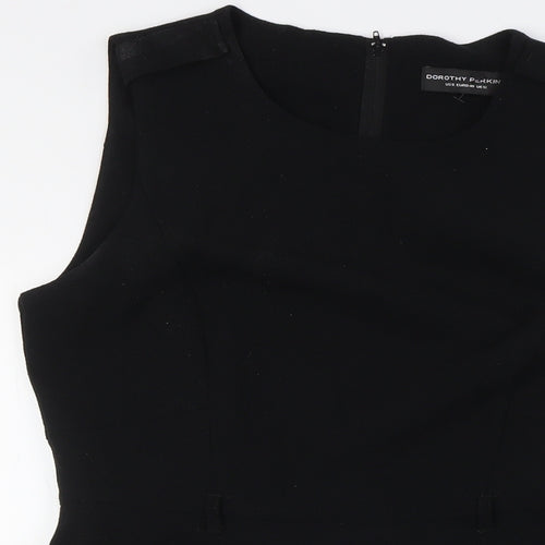 Dorothy Perkins Womens Black Polyester A-Line Size 12 Round Neck Zip