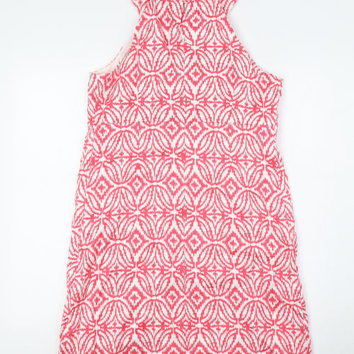 I.N.C Womens Pink Cotton Pencil Dress Size 12 Round Neck Button - Beaded Neck