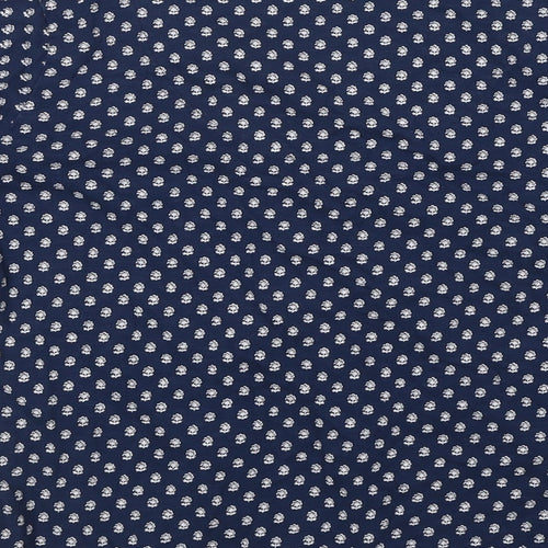 Marks and Spencer Womens Blue Floral Cotton Basic Blouse Size 12 Round Neck