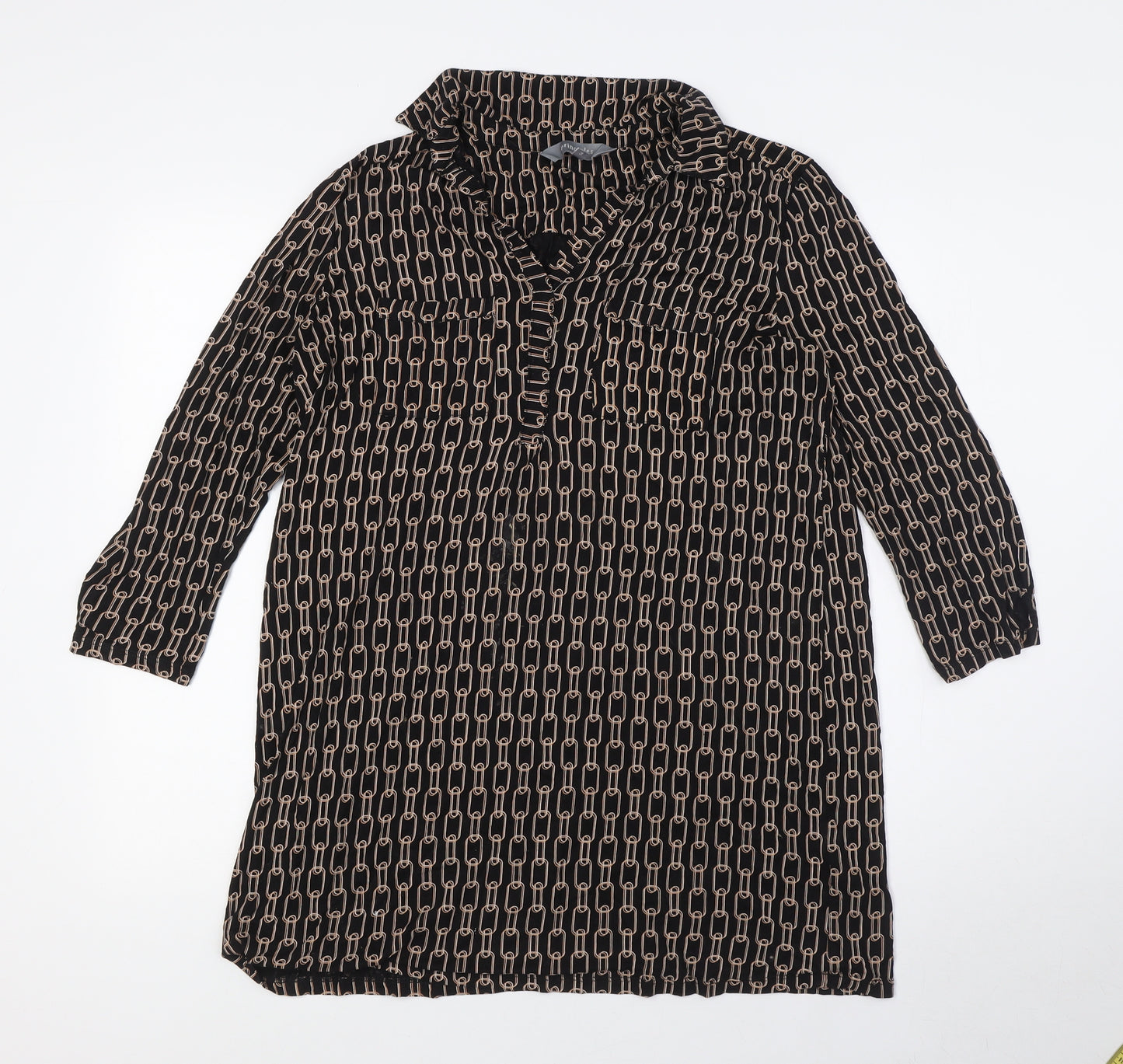 Principles Womens Black Polyester Tunic Blouse Size 14 V-Neck