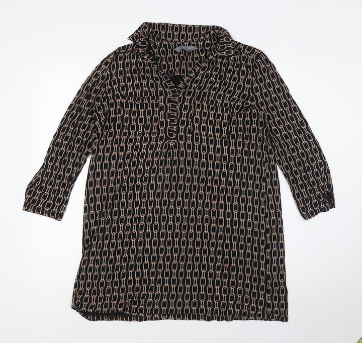 Principles Womens Black Polyester Tunic Blouse Size 14 V-Neck