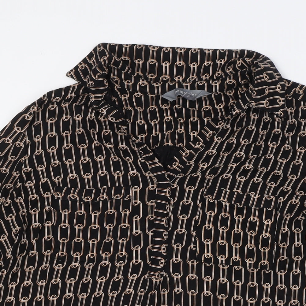 Principles Womens Black Polyester Tunic Blouse Size 14 V-Neck