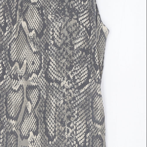Zara Womens Multicoloured Animal Print Polyamide Basic Blouse Size M Scoop Neck