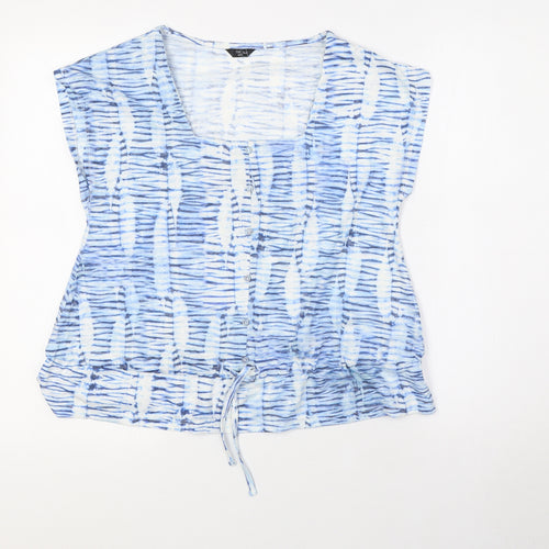 M&Co Womens Blue Polyester Basic Blouse Size 8 Square Neck - Pull Waist